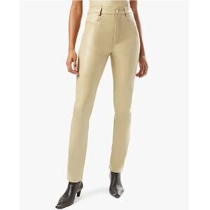 WE WORE WHAT REVOLVE Women's Oat Vegan Leather Kick Flare Pant Size 32